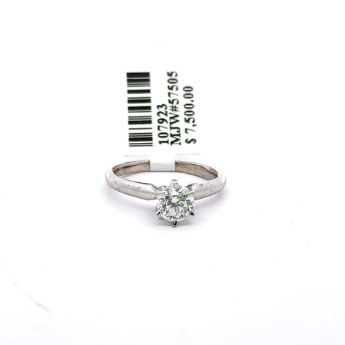 14K White Gold 0.71CT Round Cut Diamond Engagement Ring, Size 5, 2.6G S107923