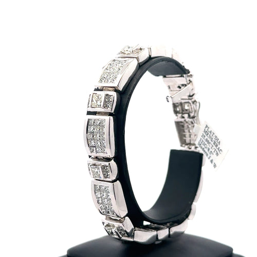 Platinum 24.50CT Princess Cut Diamond Tennis Bracelet, 8.5", 122.0G S107934