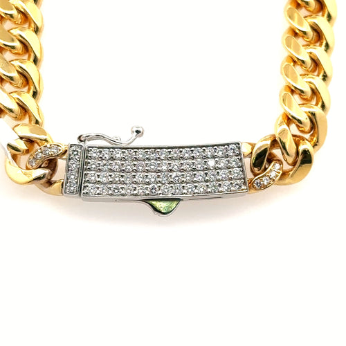 14k Yellow Gold Miami Cuban Men's Chain, 147.5gm, 24, 9mm, Diamond Clasp S107940