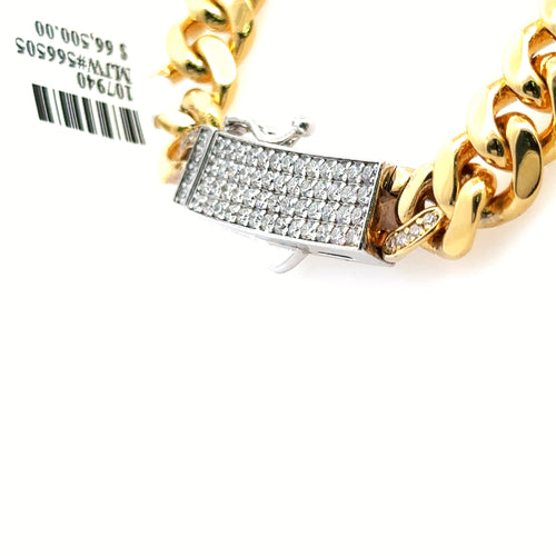 14k Yellow Gold Miami Cuban Men's Chain, 147.5gm, 24, 9mm, Diamond Clasp S107940