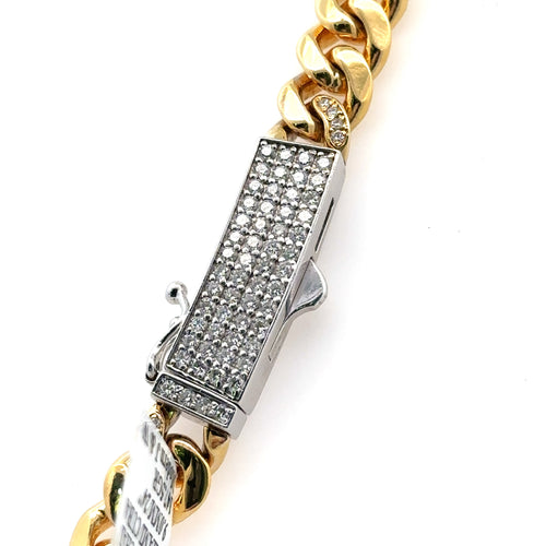 14k Yellow Gold Miami Cuban Men's Chain, 147.5gm, 24, 9mm, Diamond Clasp S107940