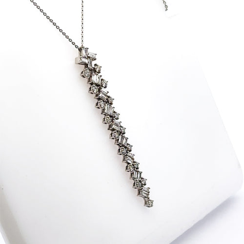 14k White Gold 1.15 Ct Diamond Pendant Ladies Necklace, 4.7gm, S16129