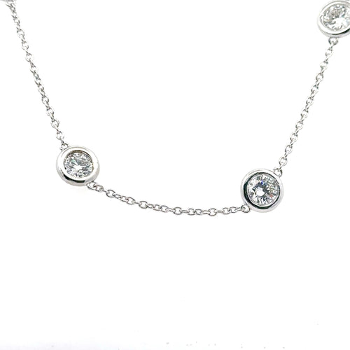 14k White Gold 5.50CT lab grown Diamond By The Yard Necklace, 8.1g, 17", S107967