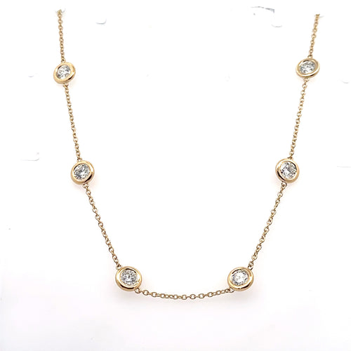 14k Yellow Gold 5.50 CT Lab Diamond By The Yard Necklace, 8.1g, 17", S107965