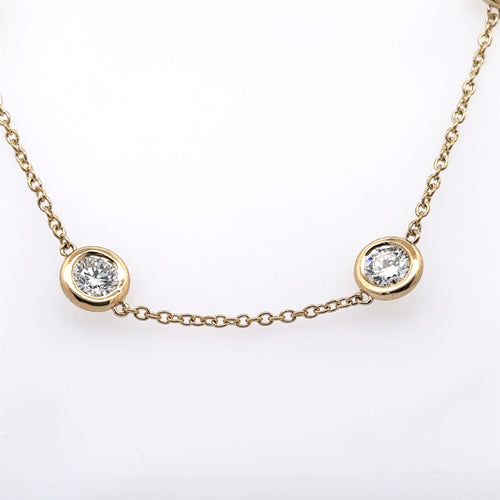 14k Yellow Gold 5.50 CT Lab Diamond By The Yard Necklace, 8.1g, 17", S107965
