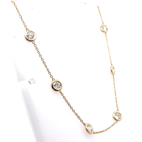 14k Yellow Gold 5.50 CT Lab Diamond By The Yard Necklace, 8.1g, 17", S107965