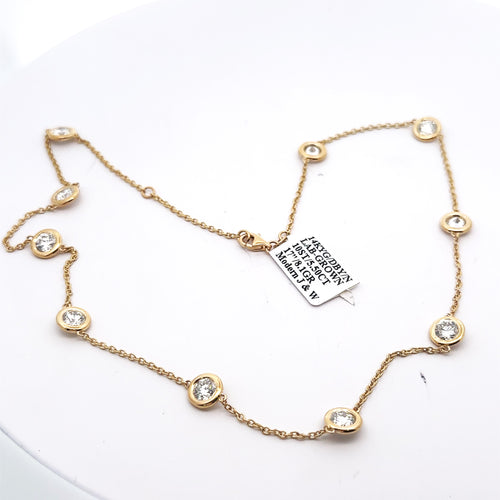 14k Yellow Gold 5.50 CT Lab Diamond By The Yard Necklace, 8.1g, 17", S107965