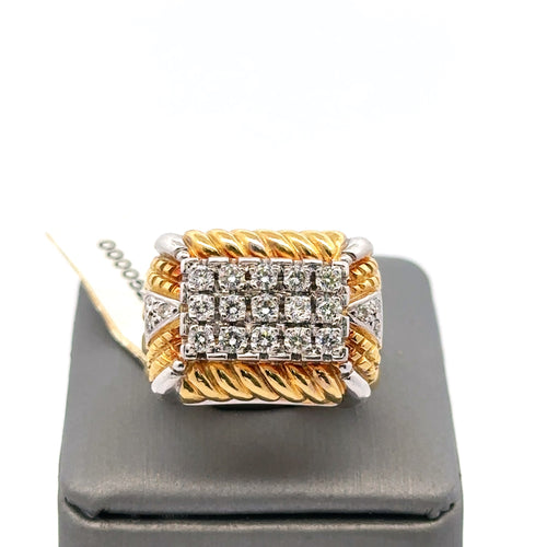18K Yellow & white Gold 1.00 CT Diamond ladies Ring, Size 6.50, 19.5gm, S105468