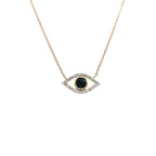 10k Yellow Gold 0.10 CT Diamond Evil Eye Pendant Necklace, 1.8g, S15622