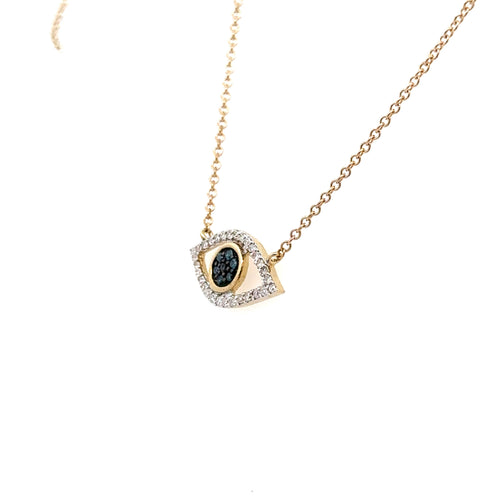 10k Yellow Gold 0.10 CT Diamond Evil Eye Pendant Necklace, 1.8g, S15622