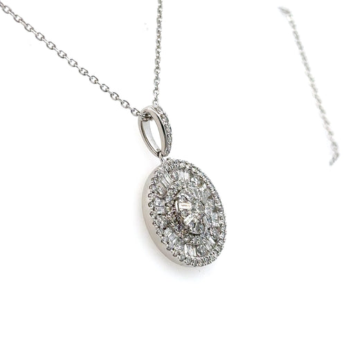 14k White Gold 1.30 Ct Diamond Pendant Necklace, 5.0gm, S16159