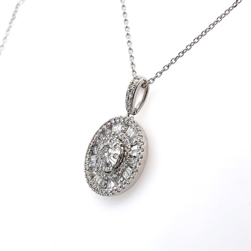 14k White Gold 1.30 Ct Diamond Pendant Necklace, 5.0gm, S16159