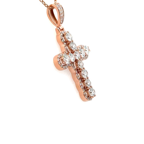 14k Rose Gold 2.50CT Lab Grown Diamond Cross Pendant, 6.6gm S107997