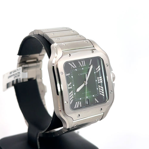 Cartier De Santos Cartier Steel & Green Dial 39.8mm Watch, WSSA0062