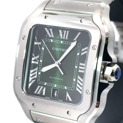 Cartier De Santos Cartier Steel & Green Dial 39.8mm Watch, WSSA0062