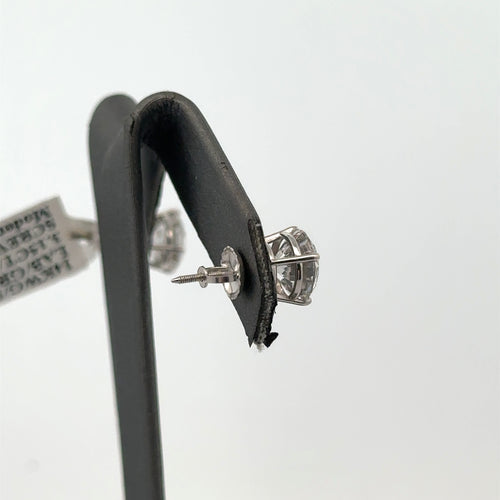 14k White Gold 3.15CT Lab grown Diamond stud earring, screw back S107959