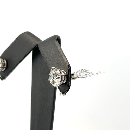 14k White Gold 4.10CT Lab-Grown Diamond Stud Earrings, Friction Back S107964