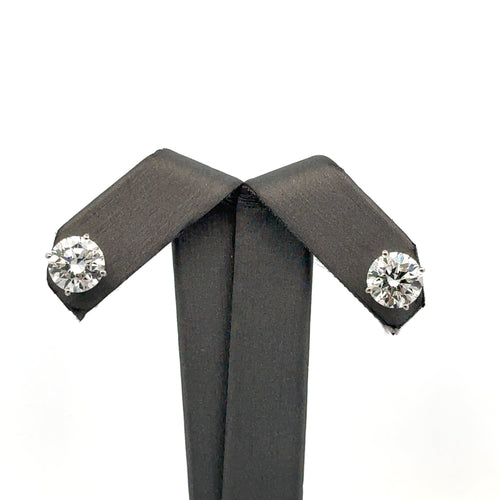 14k White Gold 4.10CT Lab-Grown Diamond Stud Earrings, Friction Back S107964