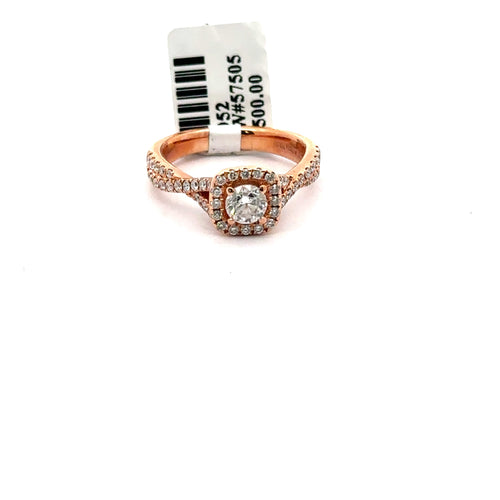 Vera Wang 14k Rose Gold 1.10 CT Diamond Halo Engagement Ring, 5.2gm, S105952