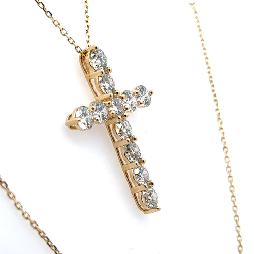 14k Yellow Gold 6.00CT Lab Grown Diamond Cross Pendant, 6.8gm S108009