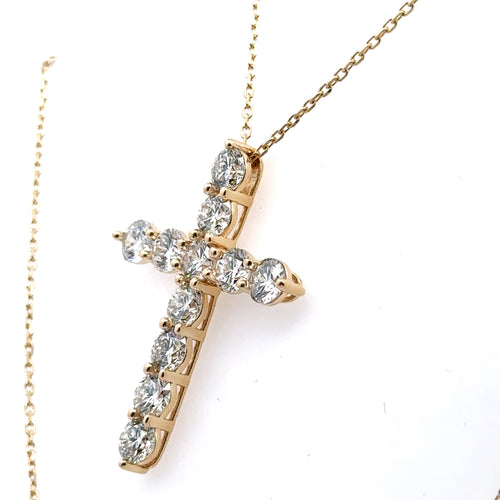 14k Yellow Gold 6.00CT Lab Grown Diamond Cross Pendant, 6.8gm S108009