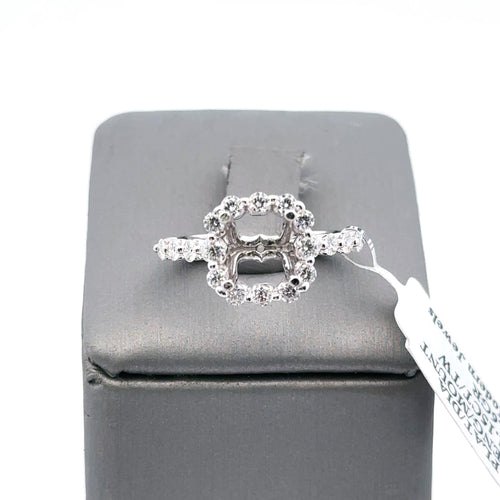 Platinum 1.00CT Diamond Halo Engagement Ring Mounting, 6.6gm, Size 6.25, S16190
