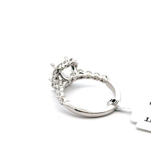 Platinum 1.00CT Diamond Halo Engagement Ring Mounting, 6.6gm, Size 6.25, S16190