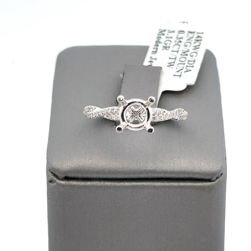 14k White Gold 0.20CT Diamond Engagement Ring Mounting, 3.1gm, Size 6.75, S16185