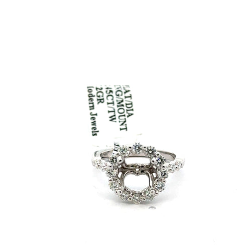 Platinum 1.30CT Diamond Halo Engagement Ring Mounting, 7.2gm, Size 6.50, S16184