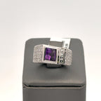 18k White Gold 2.00 CT Amethyst & Diamond Ladies Ring, 12.2gm, S 6.5 S108044