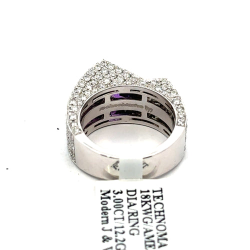 18k White Gold 2.00 CT Amethyst & Diamond Ladies Ring, 12.2gm, S 6.5 S108044
