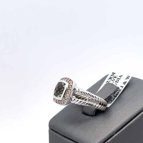 David Yurman Albion Ring Sterling Silver w/ Prasiolite &  Diamonds, S108054