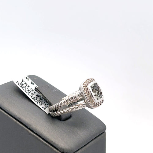 David Yurman Albion Ring Sterling Silver w/ Prasiolite &  Diamonds, S108054