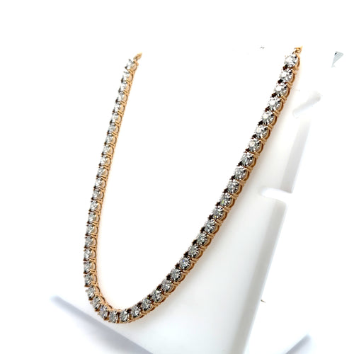 14k Yellow Gold 9.35Ct Diamond Tennis Bolo adjustable Necklace, 32.5g,  S108064