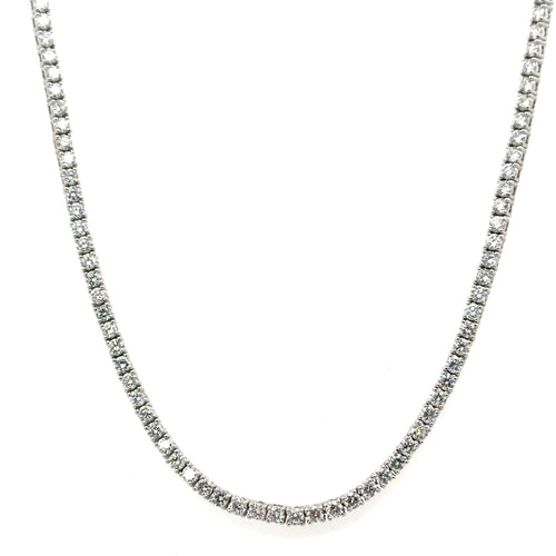 14K White Gold 10.00 CT Lab Grown Diamond Tennis Necklace, 17", 14.6g, S108058