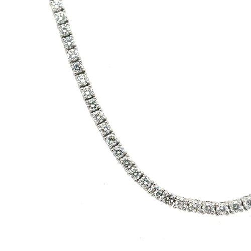 14K White Gold 10.00 CT Lab Grown Diamond Tennis Necklace, 17", 14.6g, S108058