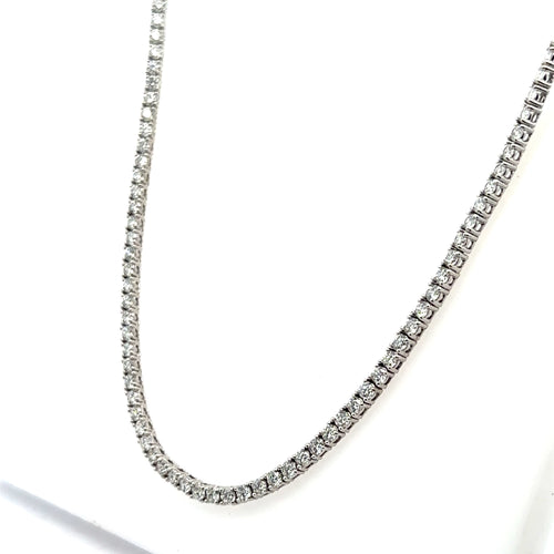 14K White Gold 10.00 CT Lab Grown Diamond Tennis Necklace, 17", 14.6g, S108058
