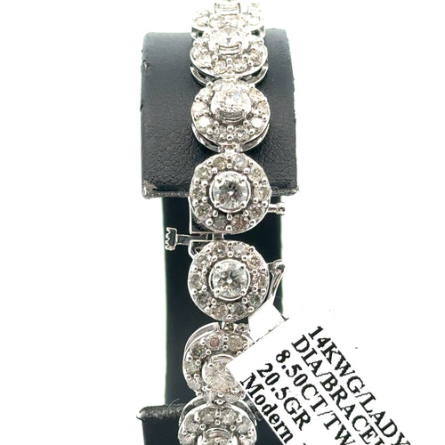 14k White Gold 8.50 CT Diamond Tennis Bracelet, 120.5g, 7.5", S107271