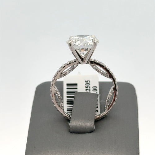 14K White Gold 5.02CT Round Cut Lab Diamond Engagement Ring, Size 6,  S108090