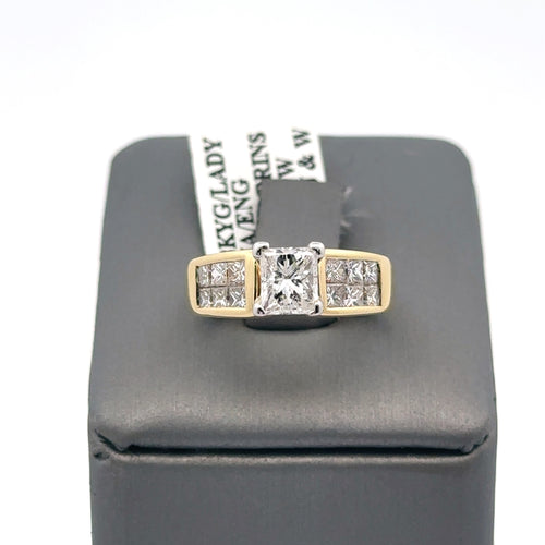 14k Yellow Gold 1.75 CT Princess Cut Diamond Engagement Ring, Size 4, S108101