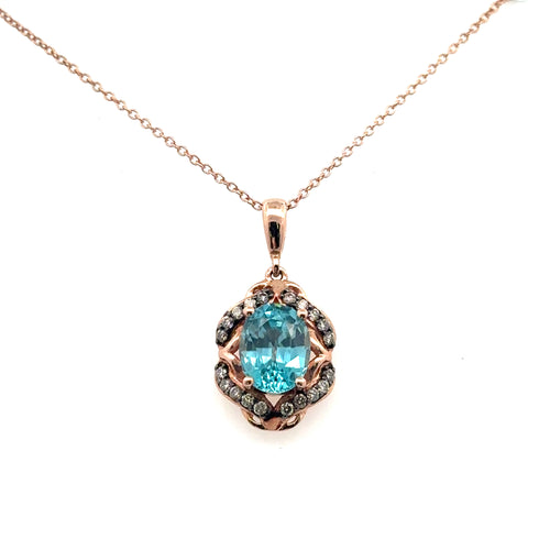 LeVian 14k Rose Gold  & Black Rhodium Ruby & Diamond Pendant, necklace S108106