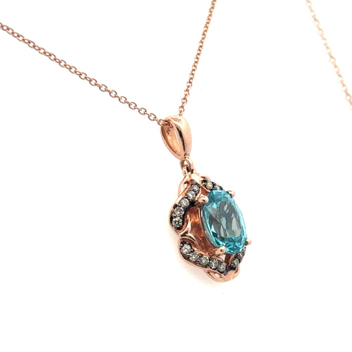 LeVian 14k Rose Gold  & Black Rhodium Ruby & Diamond Pendant, necklace S108106