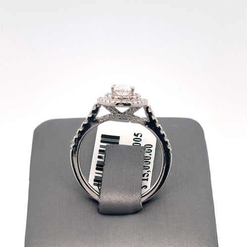 14k White Gold 1.00 CTW Diamond Halo Engagement Ring, Size 5.75 3.3gm, S108085