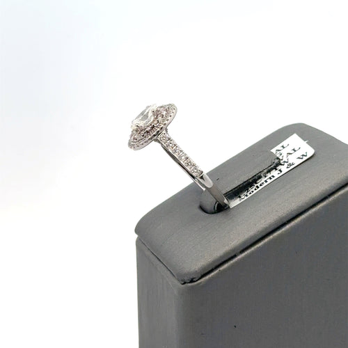 14k White Gold 1.00 CTW Diamond Halo Engagement Ring, Size 5.75 3.3gm, S108085