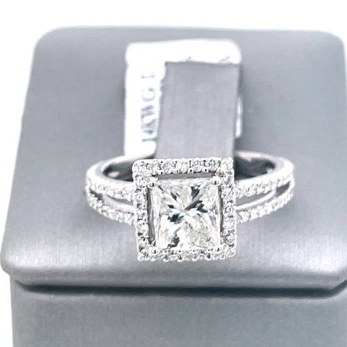 14K White Gold 2.00CT Princess Diamond Engagement ring, Size 7, 4.5g