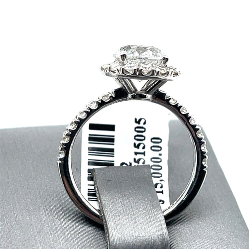 14K White Gold 3.00CT Round Cut Diamond Engagement Ring, Size 6.25, 3.5G