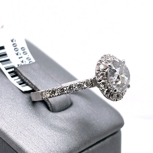 14K White Gold 3.00CT Round Cut Diamond Engagement Ring, Size 6.25, 3.5G