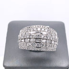 10k White Gold 2.00 CT Baguette & Round Cut Diamond Band, 5.6gm, Size 7