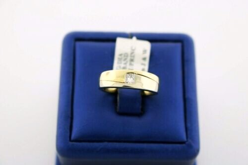 14k Two Tone Gold 0.25 CT Princess Cut Diamond Band, 5.8gm