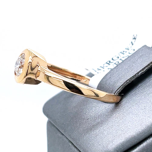 14K Rose Gold 0.60 CT Bezel Diamond Engagement Ring, 2.8g, Size 7.25